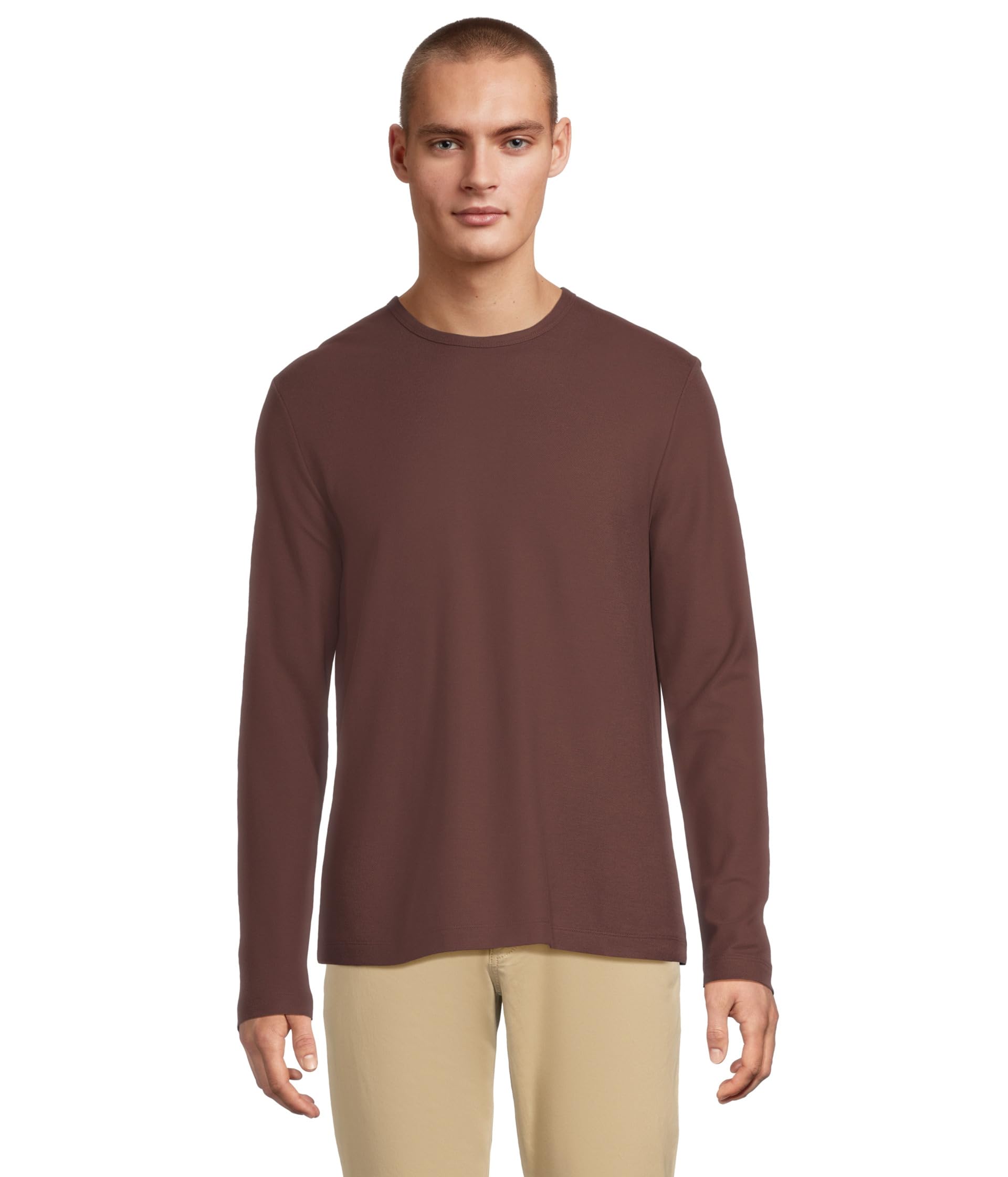 

Топ Vince Pima Pique Long Sleeve Crew, цвет Washed Port