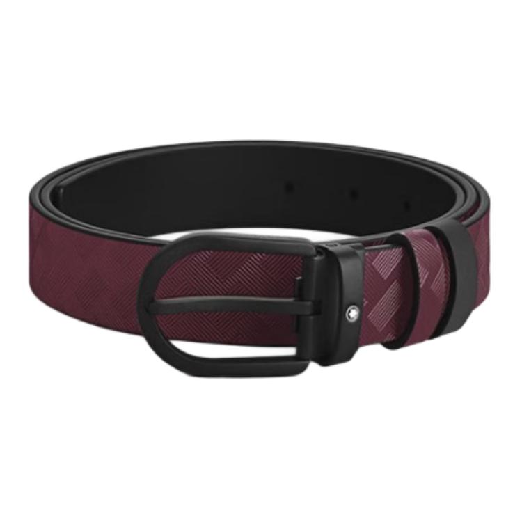 

MONTBLANC Стильный кожаный ремень 30 для мужчин, темно-красный/черный, ширина 3 см