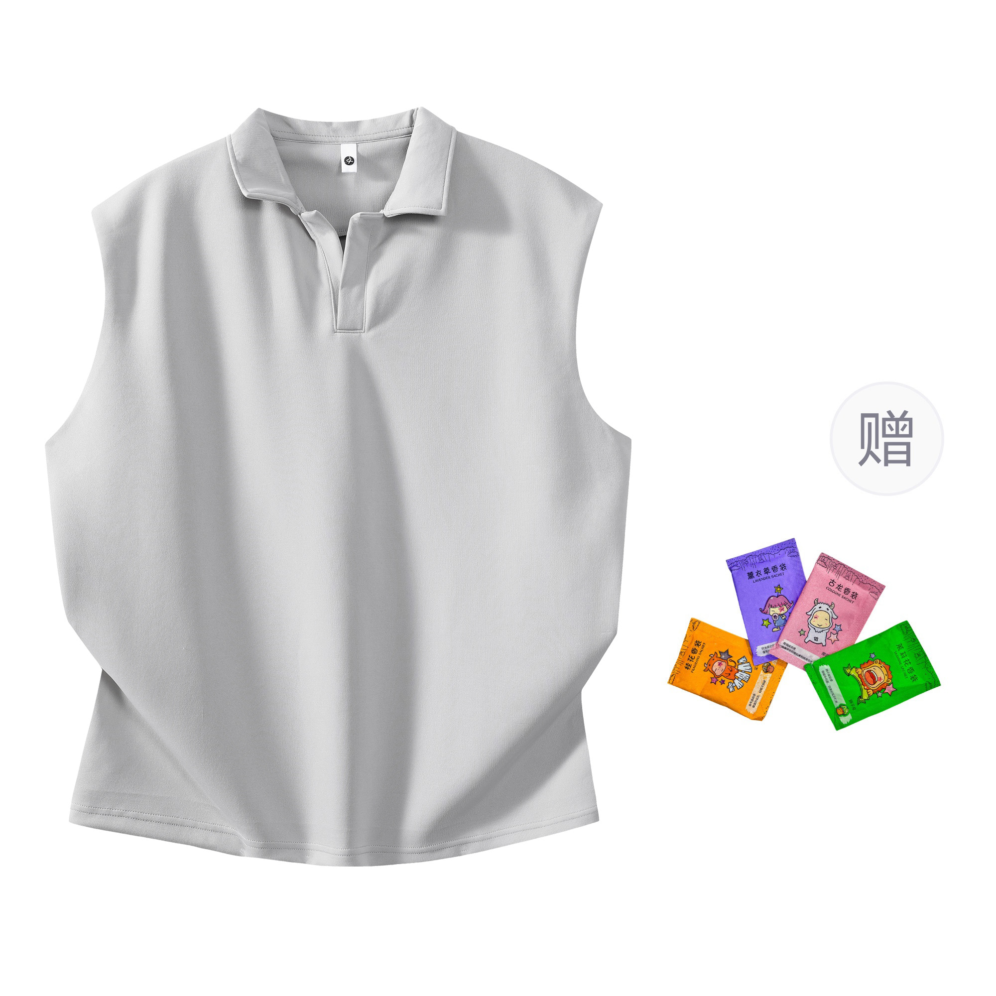 

Жилет Unisex с воротником-поло Moderate Others X1617, светло-серый