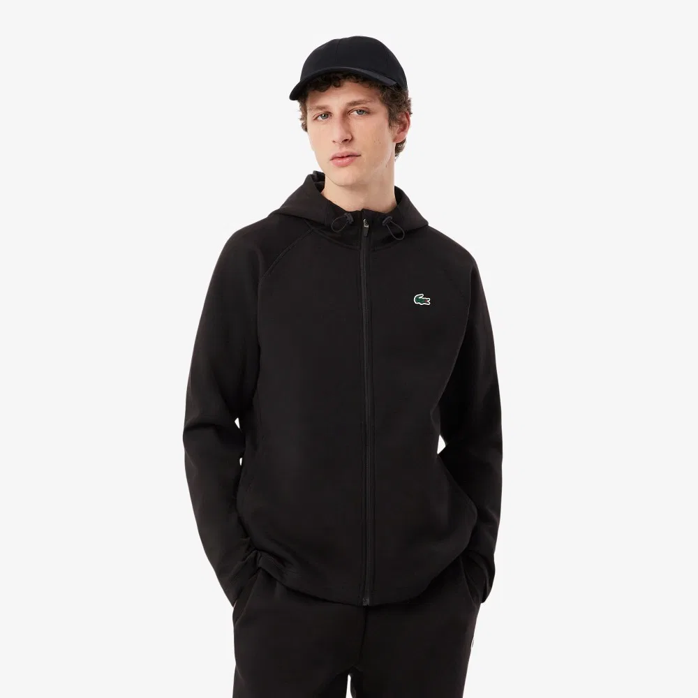 Мужская тренировочная толстовка на молнии, чёрная, от Lacoste