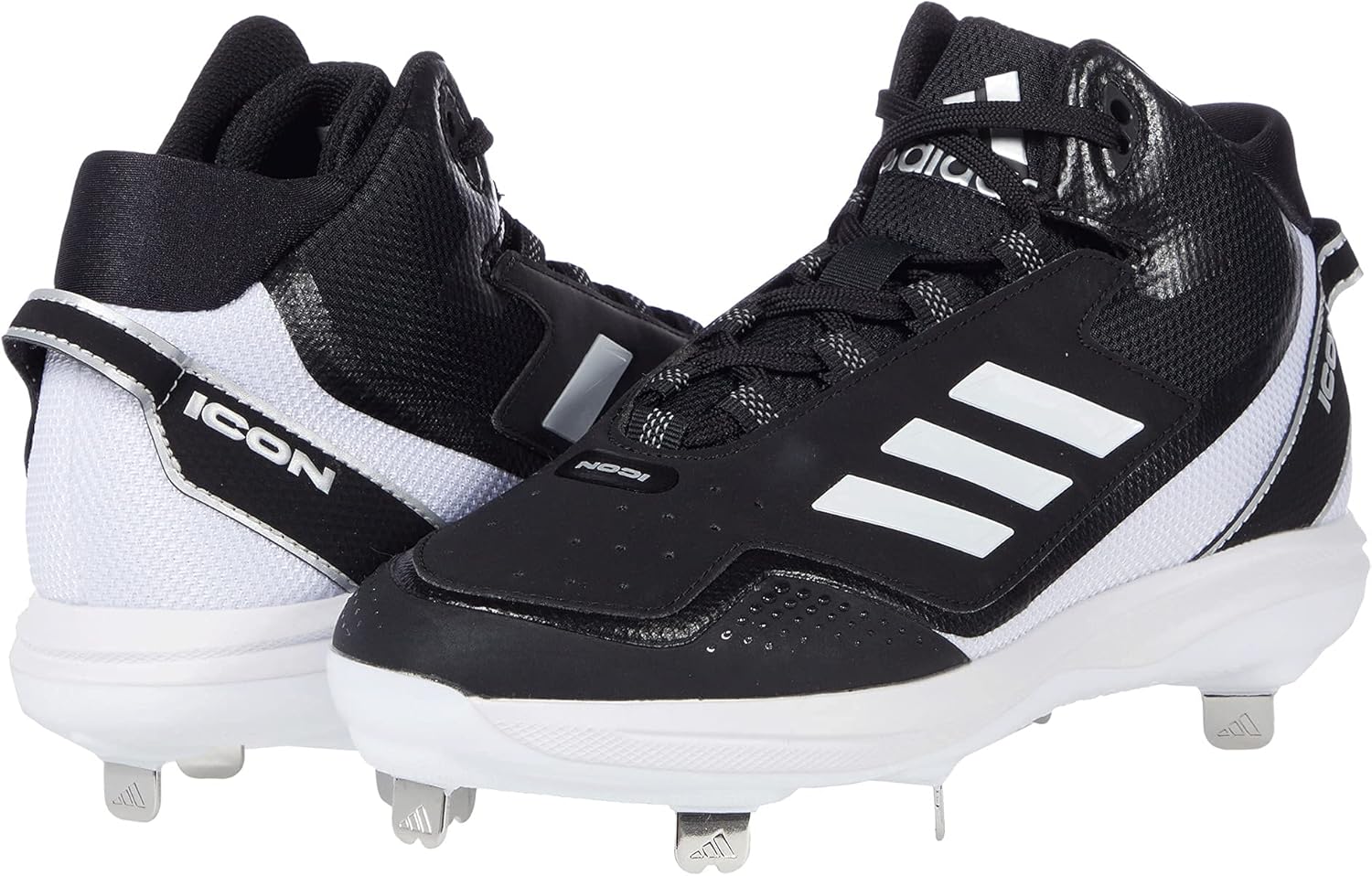 Бейсбольные кроссовки Adidas Icon 7 Mid для мужчин, черный/белый/металлик — фото 2