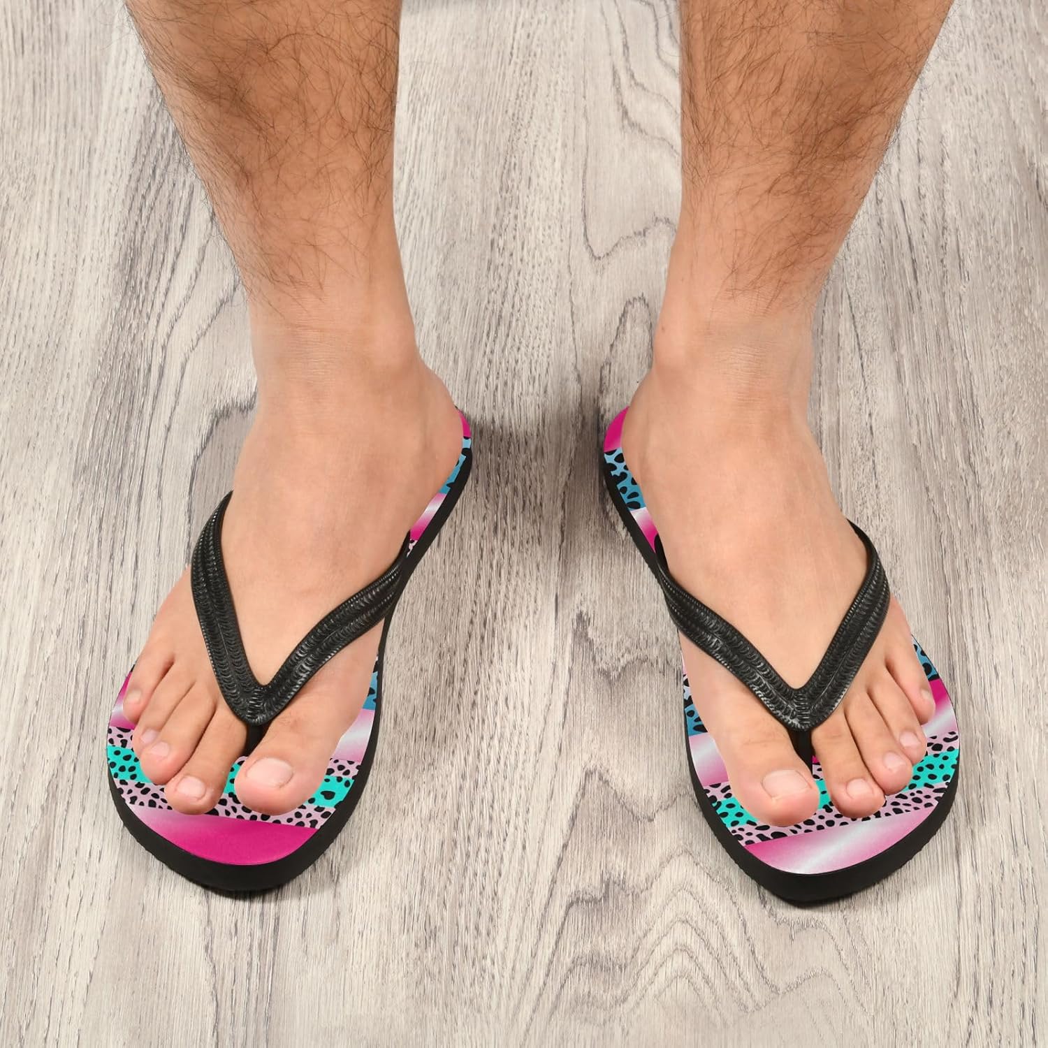 Вьетнамки Stripes Leopard Bluepink для пляжа, лета и повседневного ношения для женщин и мужчин 20861917 Kfbe, розовый/голубой — фото 3