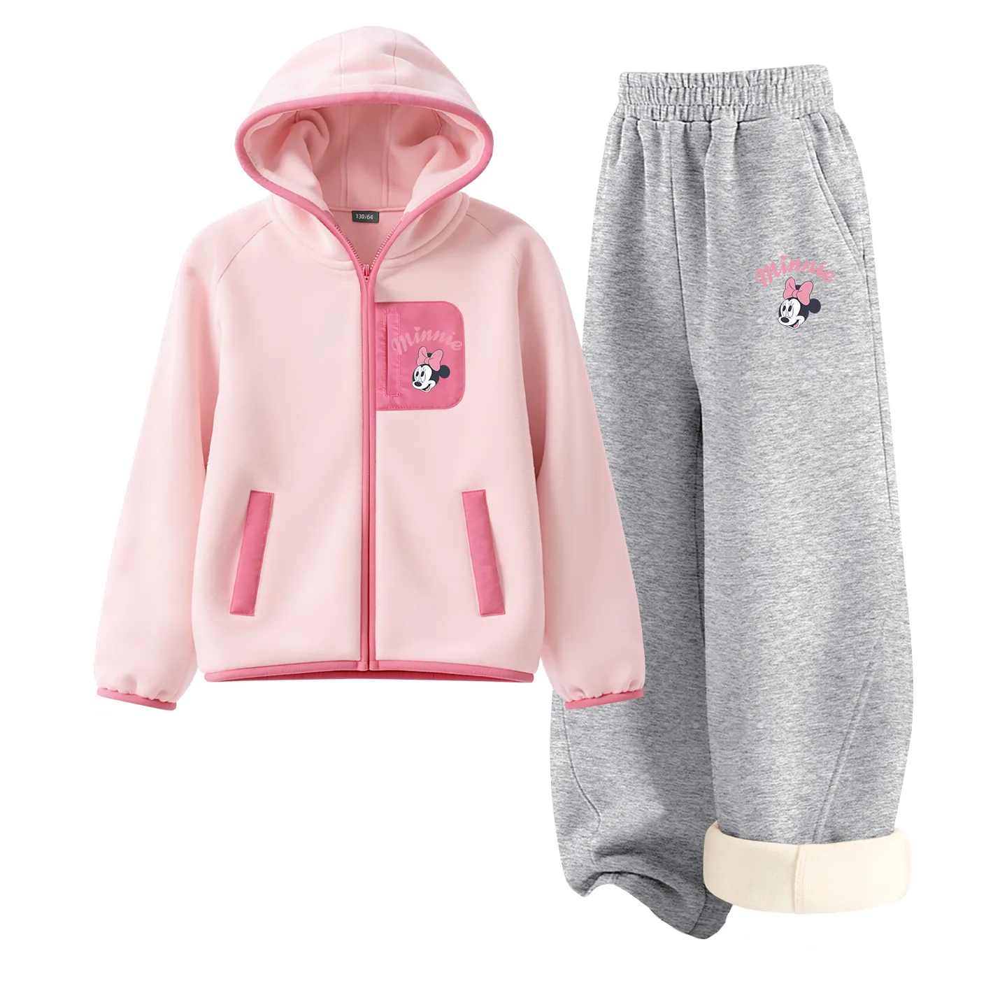 Детская повседневная худи с капюшоном Disney, [Thickened and Fleece-Lined]Silicone Eye Lifters K Frosting Pink+Eye Lifters K Lotus Pink — фото 3