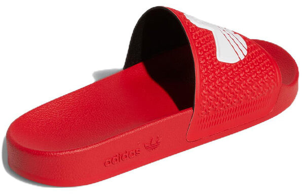 Тапочки оригиналы шмофойл слайды Adidas, алый — фото 4