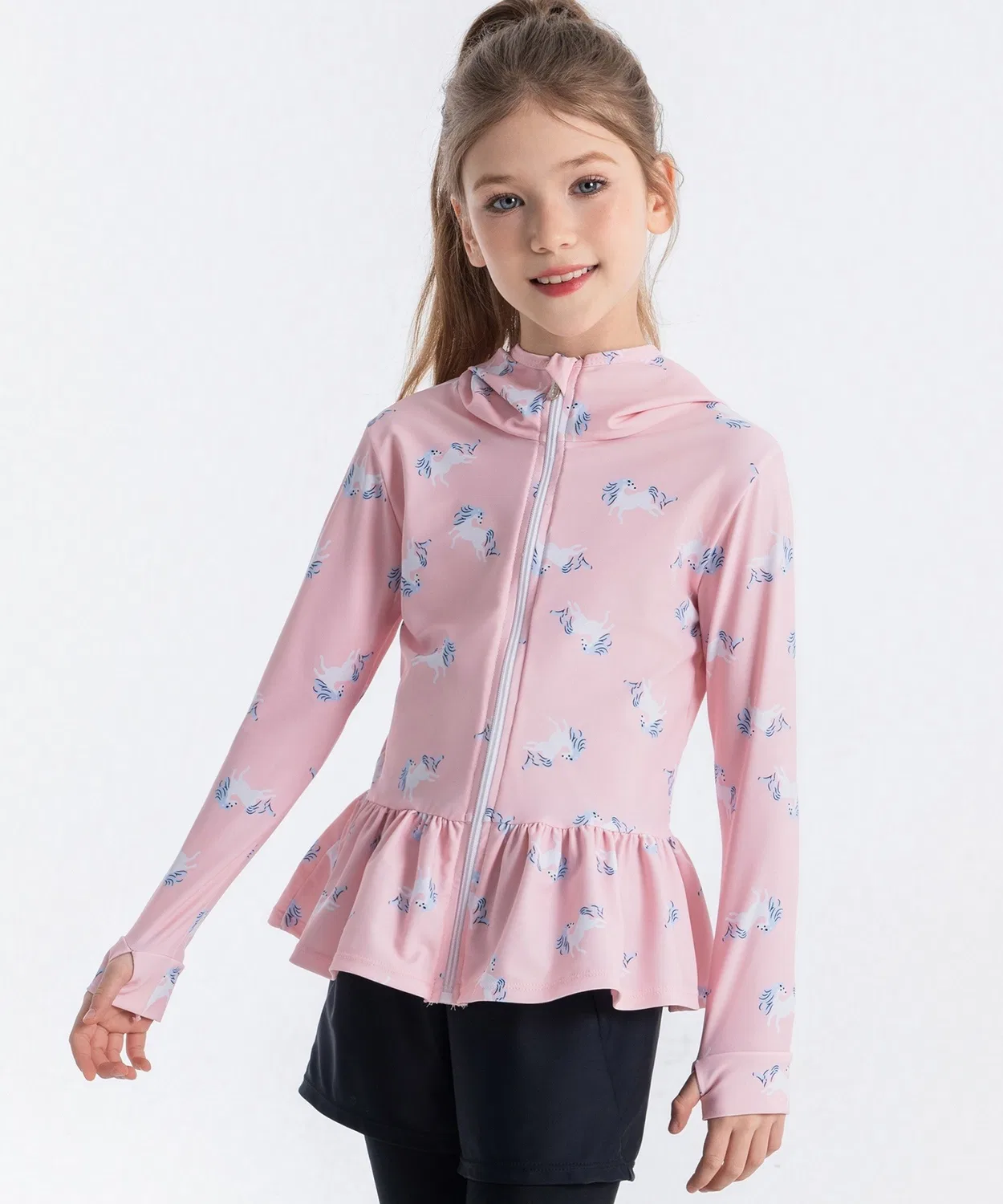 Рашгард детский с длинным рукавом, флис, бренд TeddyShop, однотонный, розовый
