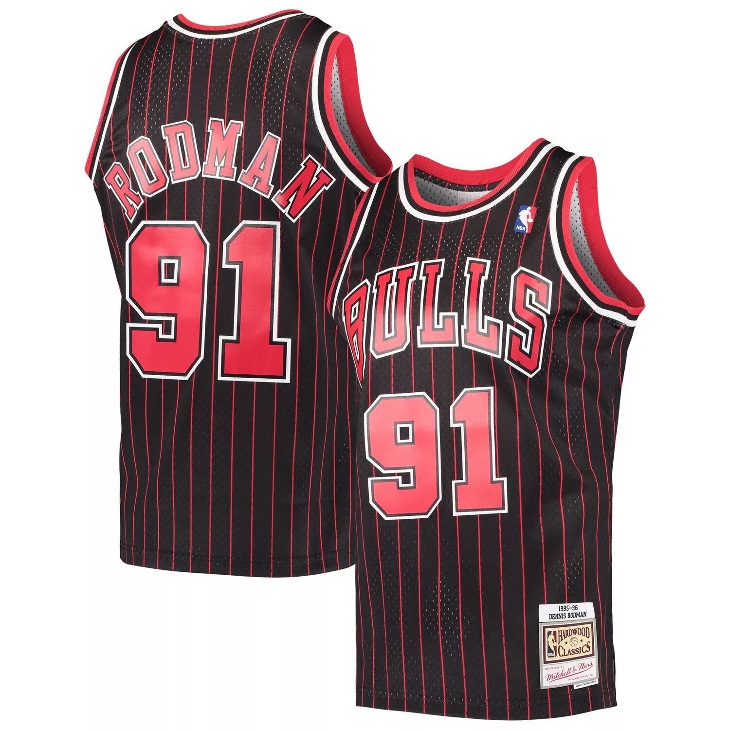 

Мужская черная майка Mitchell & Ness Dennis Rodman Chicago Bulls Hardwood Classics Swingman