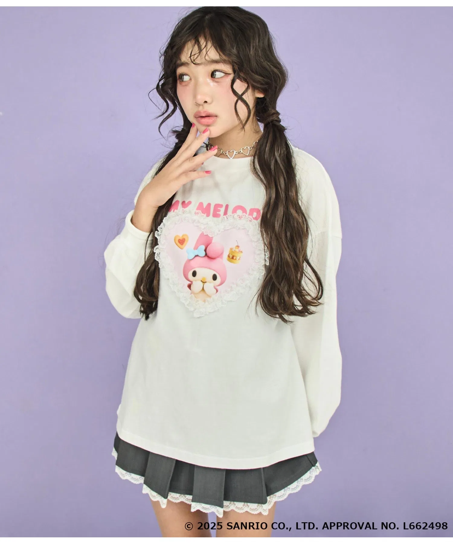Детская лонгслив ANAP GiRL x My Melody с принтом сердца и рюшами — фото 3
