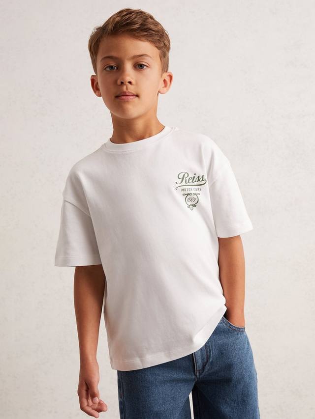 

Детская футболка Russell с короткими рукавами из хлопка Reiss, White/Green