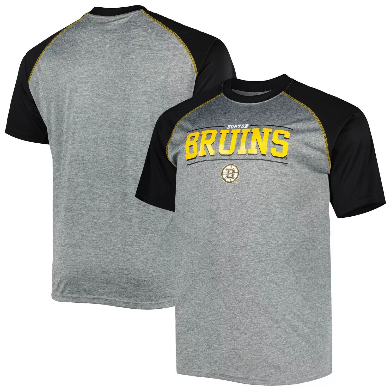 

Мужская футболка реглан с логотипом Heather Grey Boston Bruins Big & Tall