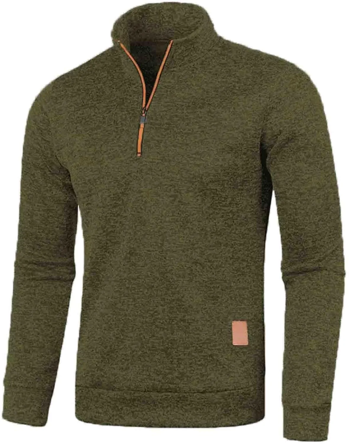 

Мужской свитер с четвертью молнии, утепленный флисом, легкий, облегающий