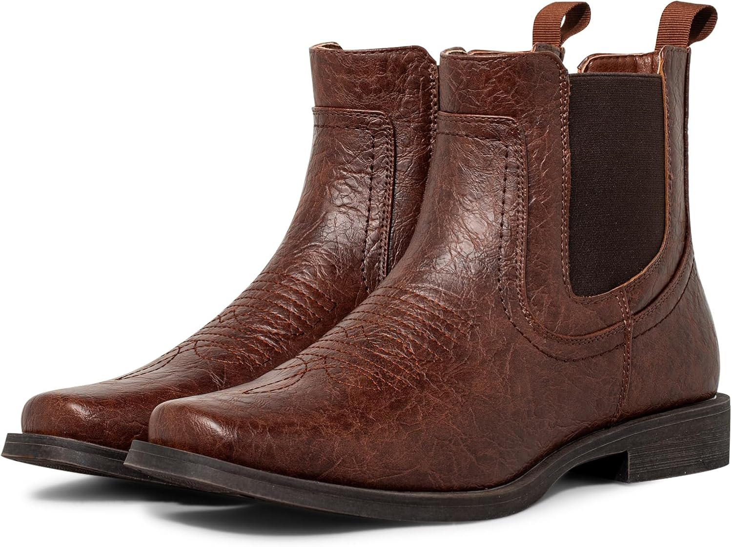 

Мужские ковбойские ботинки J's.o.l.e с квадратным носком, ботинки до щиколотки, Челси, для повседневной и деловой носки J’S.O.L.E, темно-коричневый