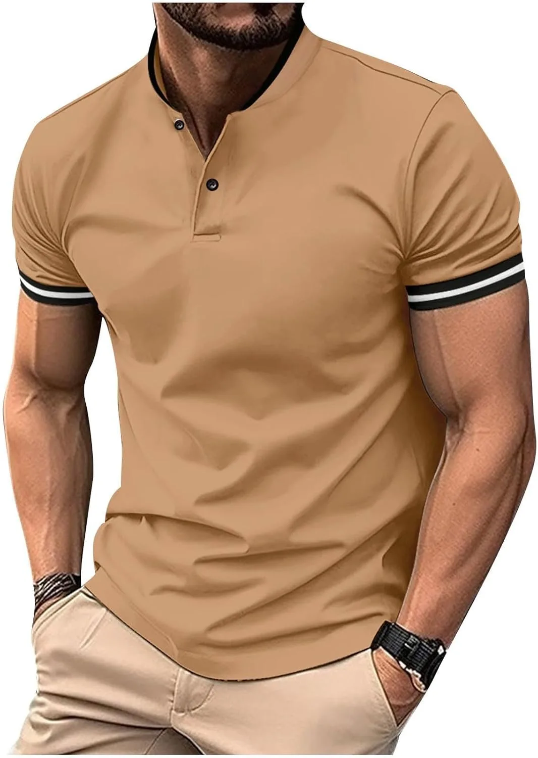 

Мужская поло с коротким рукавом и воротником стойкой