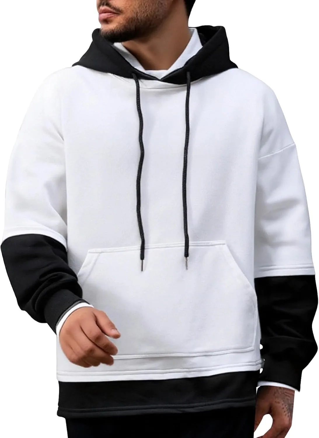 

Мужской худи с капюшоном на флисе, с длинными рукавами и карманами-кенгуру