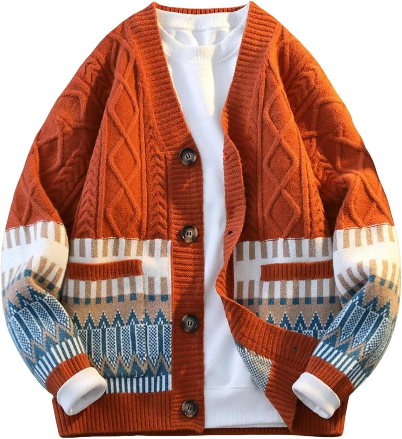 

Кардиган V-образным вырезом с жаккардовым узором OAKVERVE