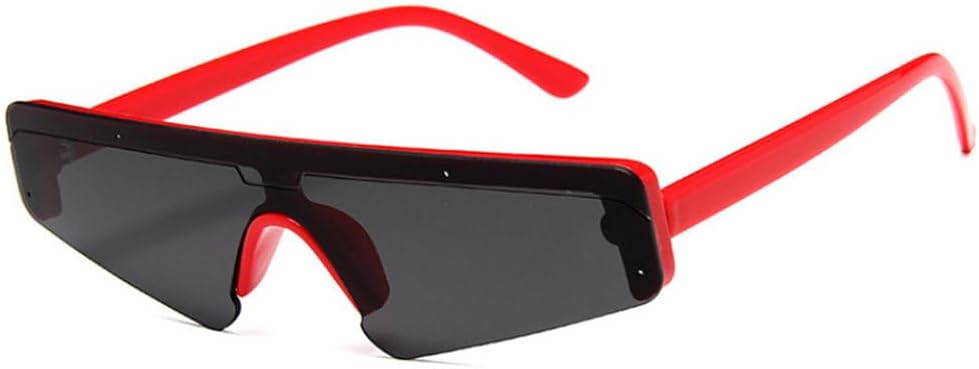 

Солнцезащитные очки с зеркальными линзами для женщин, модные солнцезащитные очки с плоской верхней частью для мужчин, ретро-очки с красными зеркальными линзами TKKTLLT, Red-black