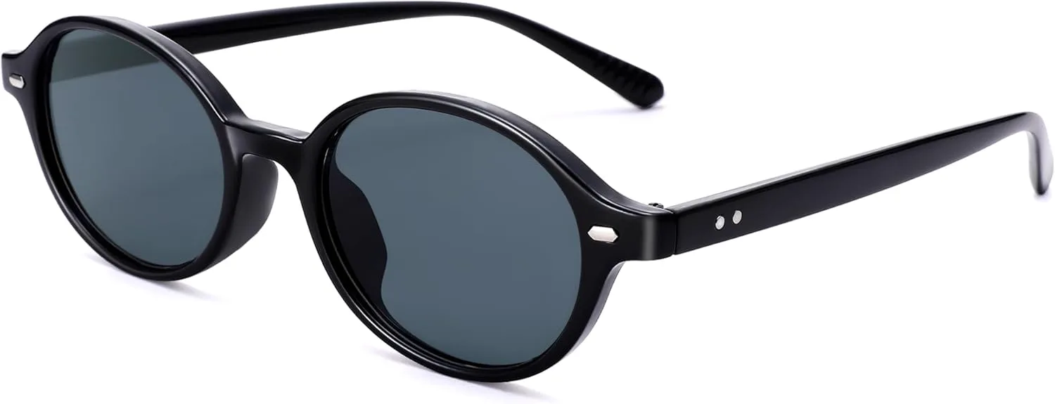 

SCVGVER Ретро овальные солнцезащитные очки для женщин, модные винтажные маленькие узкие круглые солнцезащитные очки в стиле 90-х, A1 - Black Frame - Gray Lens