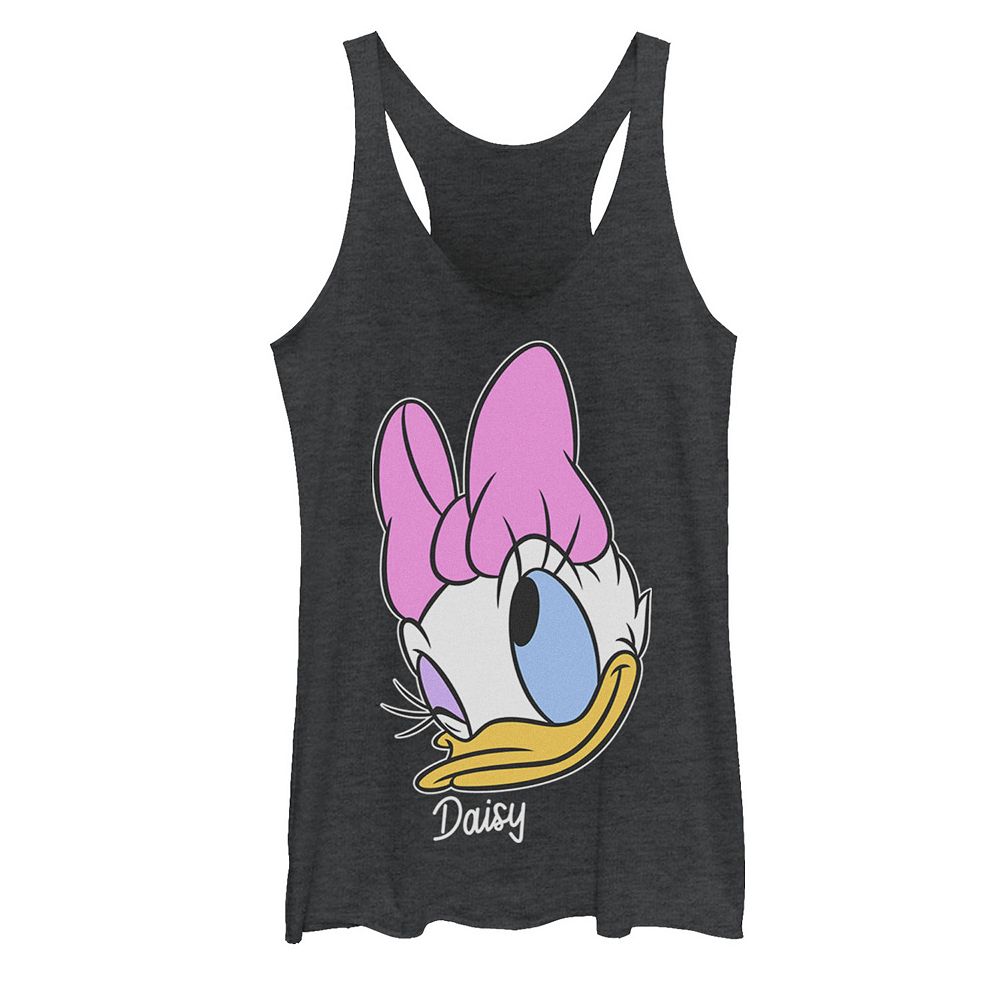 

Майка с портретом подмигивающего лица Disney's Daisy Duck Juniors Licensed Character, цвет Black Heather