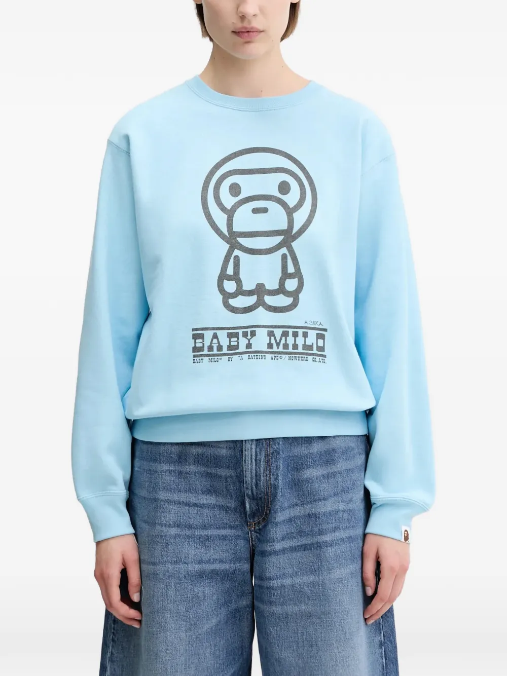 

Свитшот с объемным принтом и круглым вырезом Baby Milo A Bathing Ape, синий
