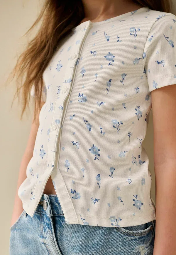 Кардиган Next, white ditsy floral, белый с мелким цветочным принтом — фото 2