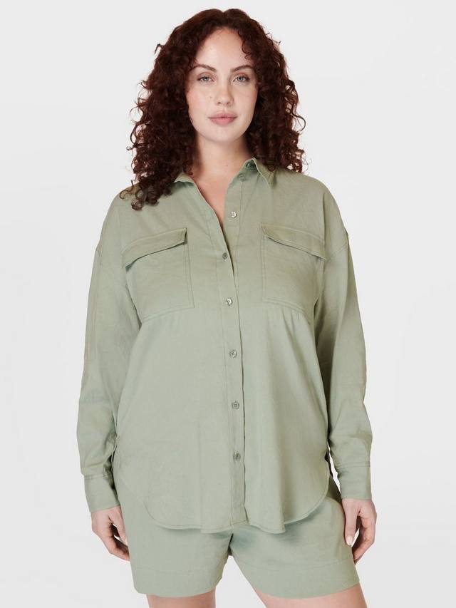 

Летняя универсальная рубашка из эластичного льна Sweaty Betty, цвет Savannah Green