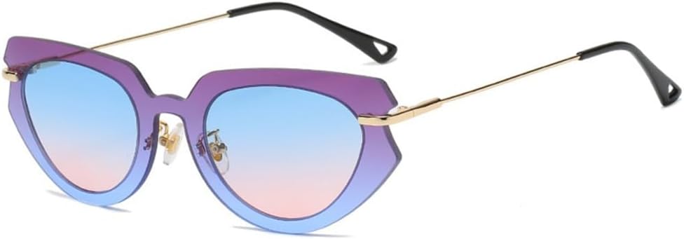 

Женские солнцезащитные очки «кошачий глаз» без оправы, цельная прозрачная оправа с градиентным переходом цвета, солнцезащитные очки с защитой от УФ-излучения UV400 LANGSER, Purple