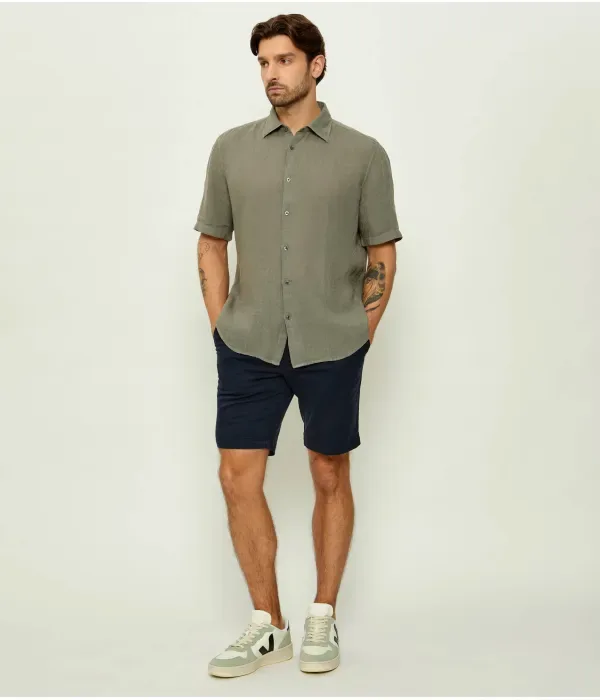 Рубашка из льна Rash Linen Shirt_2_M regular fit Boss Orange, зеленый — фото 2