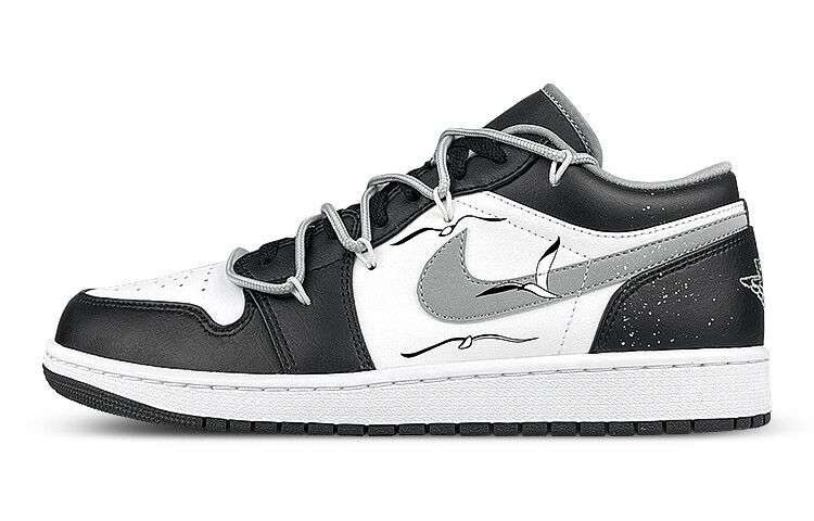 Кроссовки Air JORDAN 1 Vintage Basketball Shoes Unisex Low-Top Black White Gray