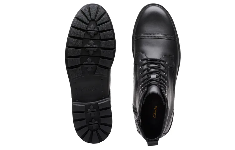 Clarks Ботинки тактические мужские короткие до середины икры из коровьей кожи Black — фото 4