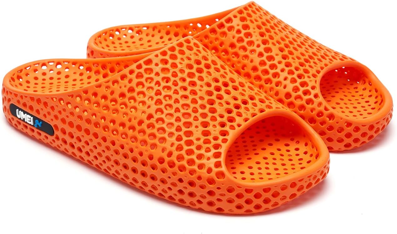 

Шлепанцы UMEI унисекс, напечатанные на 3D-принтере, для мужчин и женщин, эргономичные восстановительные тапочки Moonwalker для душа, спортзала, пляжа и дома, с поддержкой свода стопы, водонепроницаемые и быстросохнущие, оранжевый
