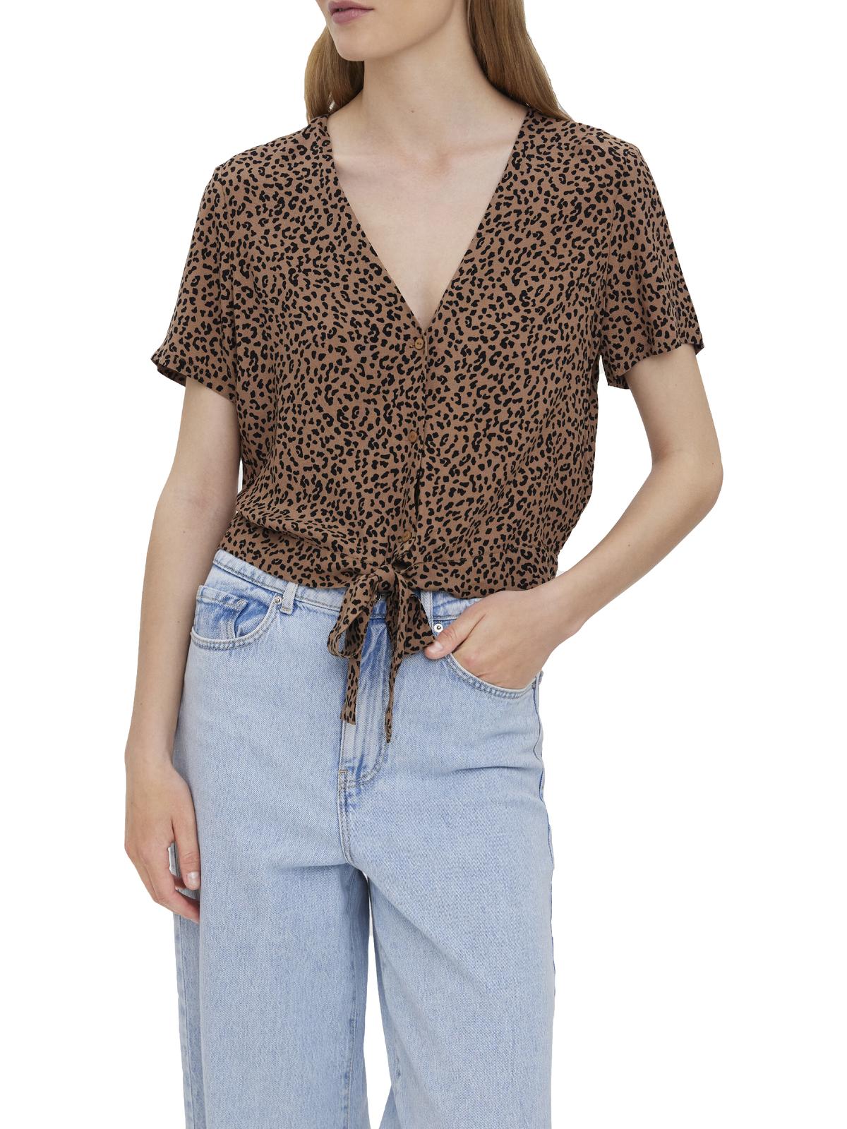

Женская укороченная блузка с завязкой спереди Vero Moda, цвет amphora/leo