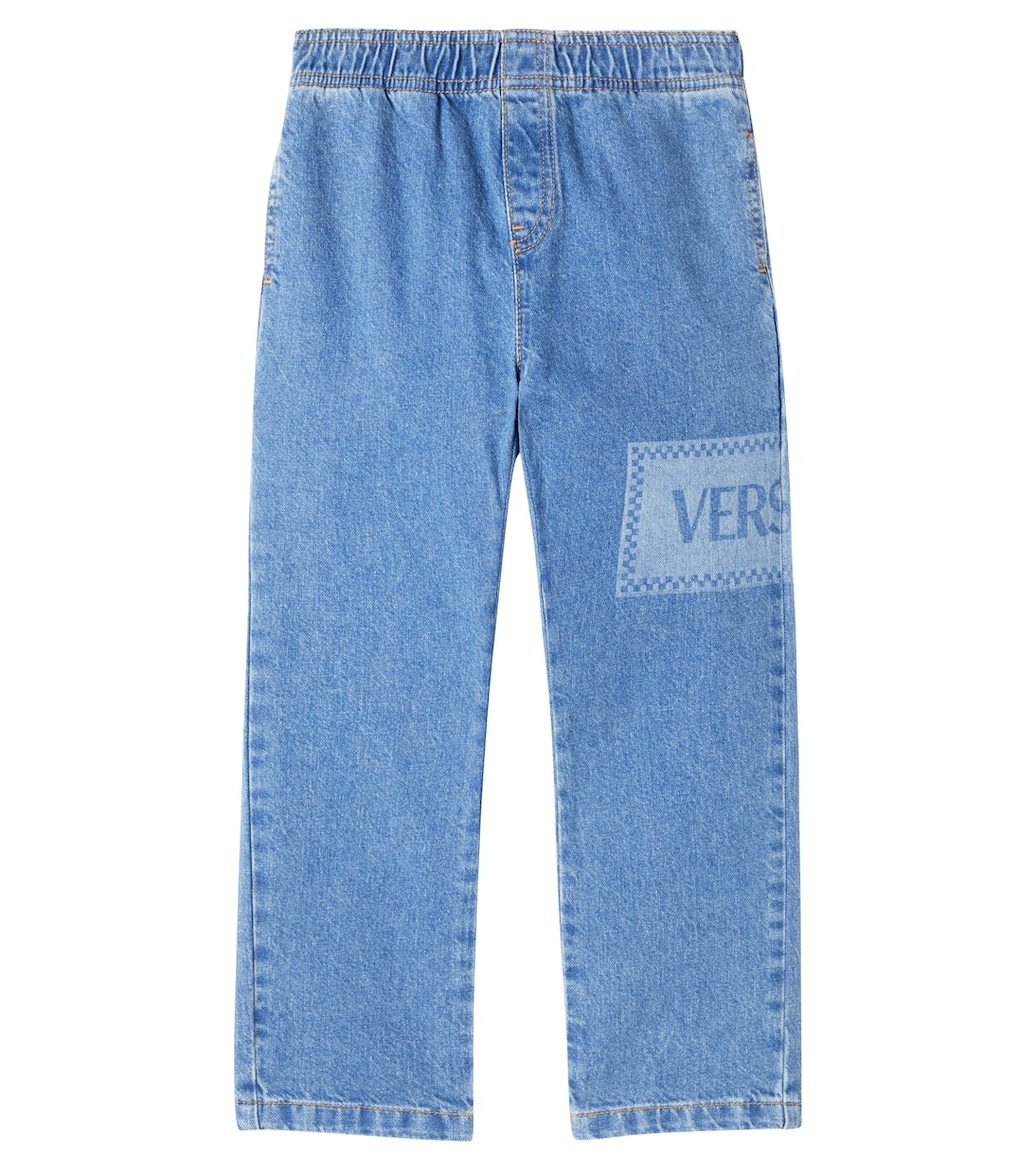

Прямые джинсы с логотипом Versace Kids, синий