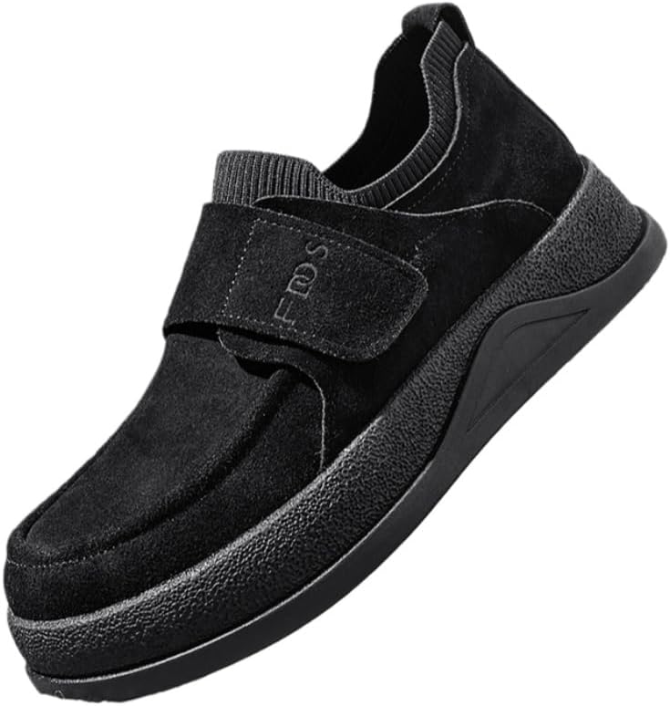 

Мужские лоферы из замшевой кожи с дышащей текстурой, толстой подошвой, прочные и противоскользящие, цельные модельные слипоны Fmshi, черный