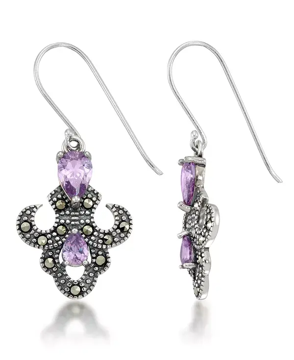 

Серьги-Подвески с аметистом и геральдической лилией Macy'S, purple