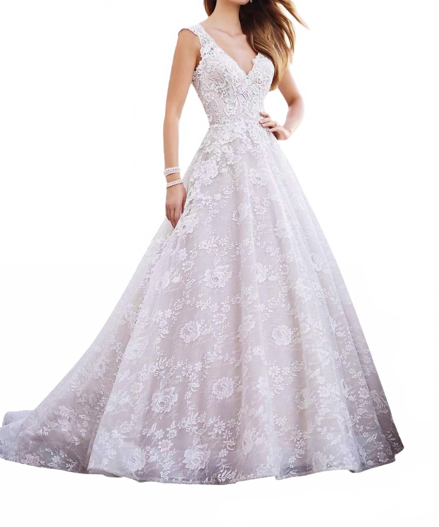 

Свадебное платье цвета слоновой кости с V-образным вырезом Martin Thornburg, слоновая кость