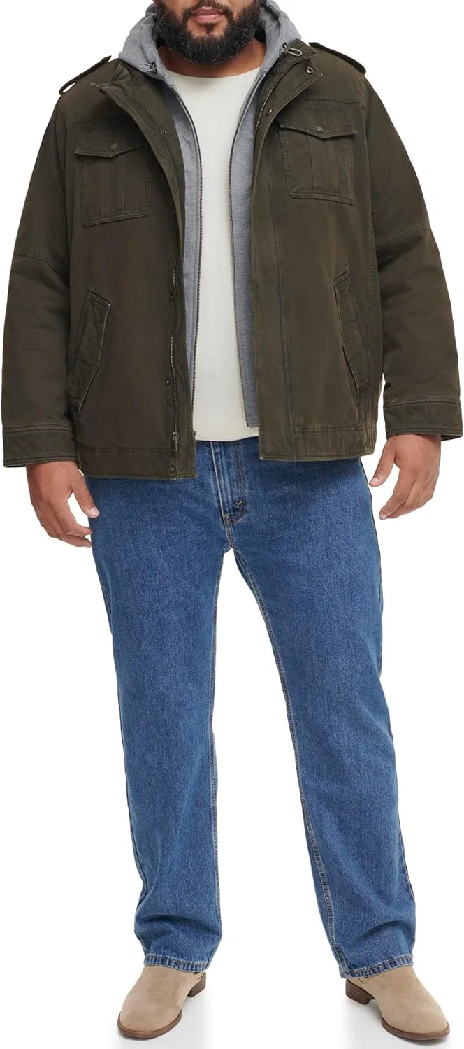 Куртка военная Levi's, хлопок, оливковый/шерпа — фото 4