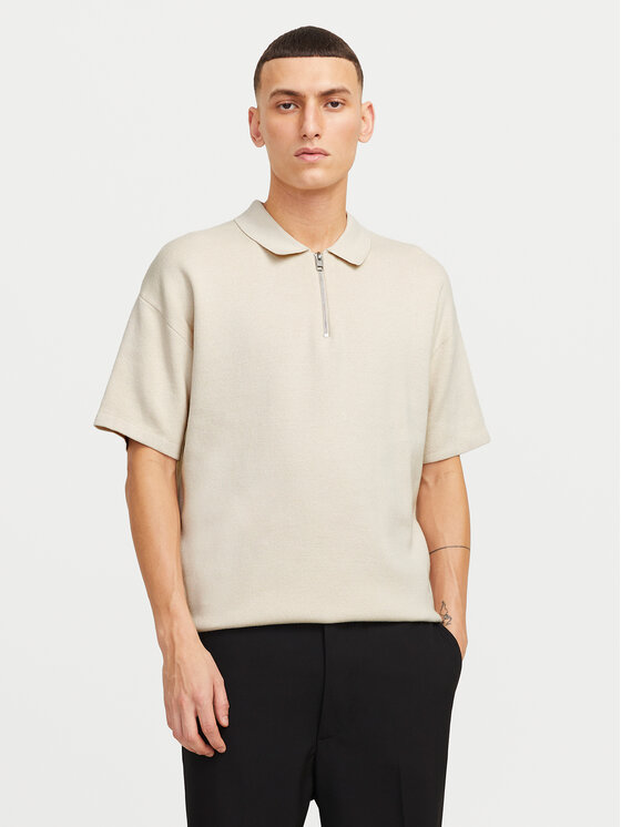 

Свободная рубашка поло Troy 12269617 Jack&Jones, бежевый