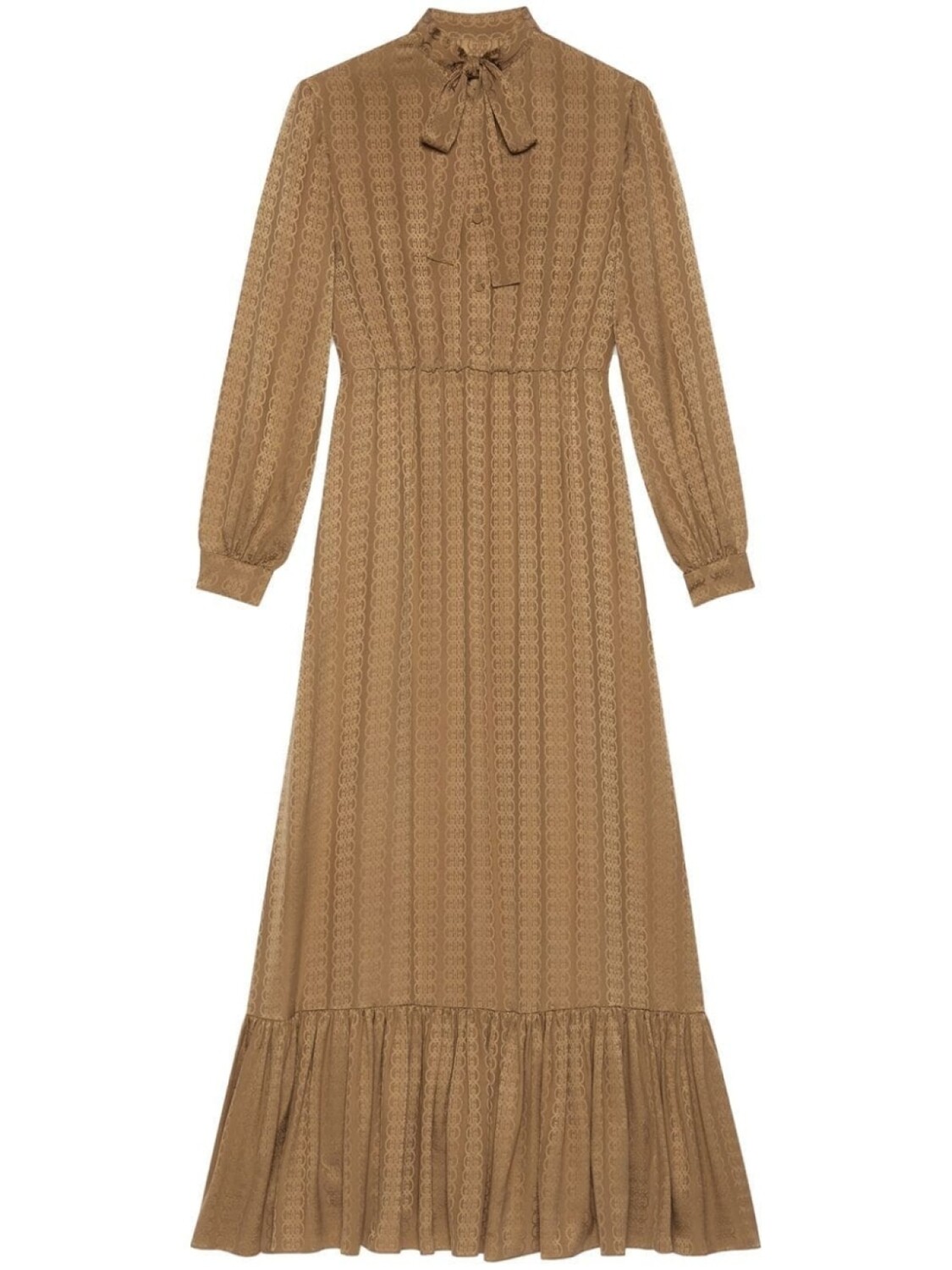 

Gucci шелковое платье макси с жаккардовым узором GG, коричневый