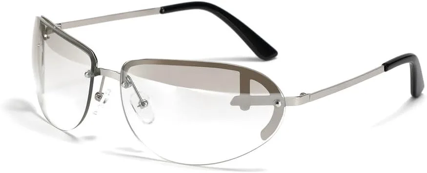 

Солнцезащитные очки в стиле стритвеар для женщин и мужчин, без оправы, для активного отдыха и спорта, защита от ультрафиолета UV400 HVTVTLA, Sliver-sliver