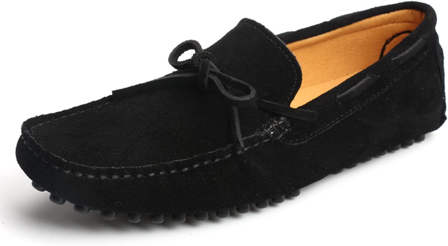 

Мужские повседневные мокасины LITNERMIA с шнуровкой, замшевой кожей, для вождения и лодочные туфли, черный