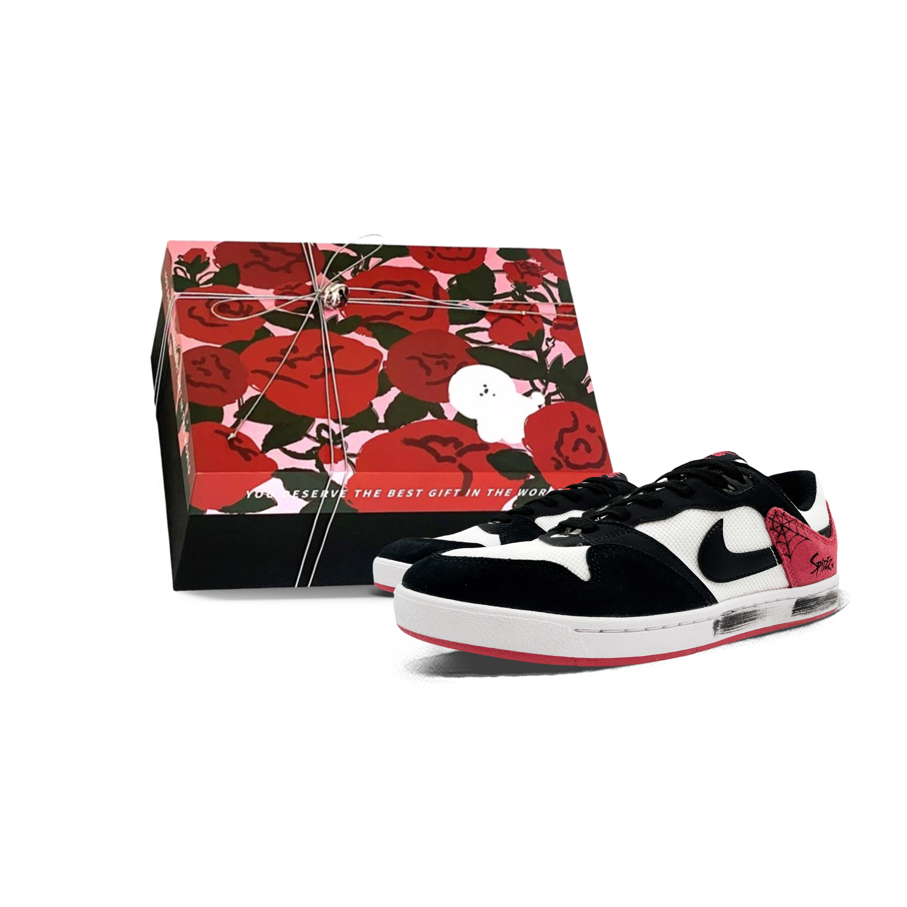 

Nike Кроссовки для скейтбординга SB Alleyoop SPIDER Valentine Box с нескользящим покрытием, низкие, мужские, черно-красные