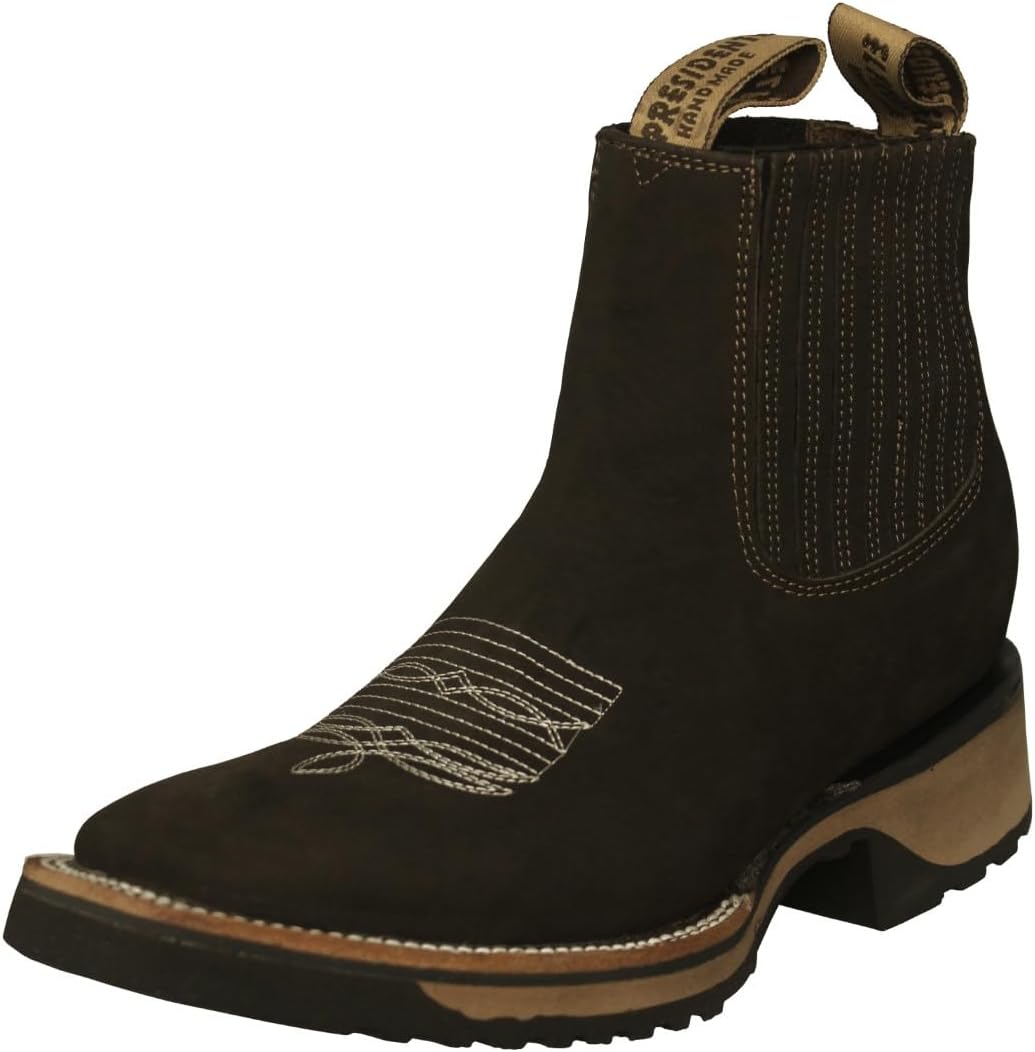 

Ботинки Chelsea El Presidente Mens Brown из нубуковой кожи с противоскользящей подошвой и квадратным носком