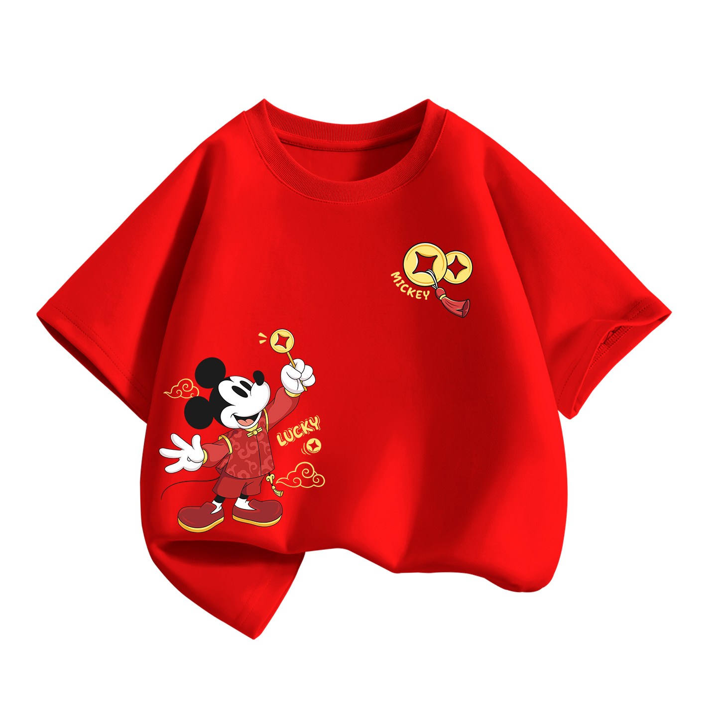 

Детская футболка с круглым вырезом, тонкие Disney, dilaicai treasure k красный