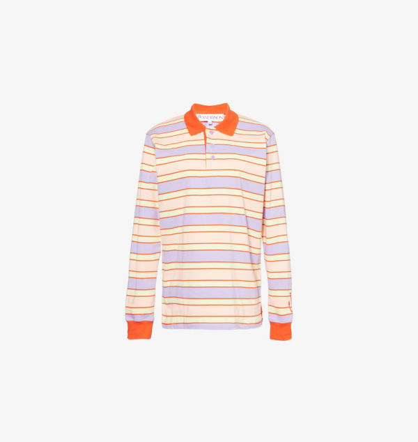 

Полосатый топ из хлопкового джерси с воротником-поло Jw Anderson, мультиколор