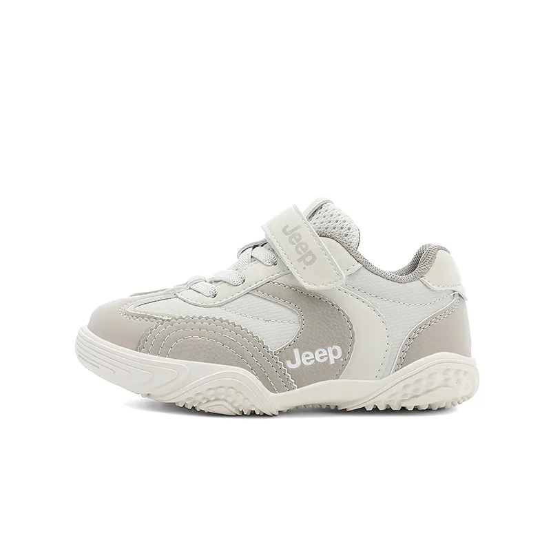 Детские кроссовки low top из искусственной кожи, нескользящие, износостойкие, дышащие Jeep, светло-бежевый серый