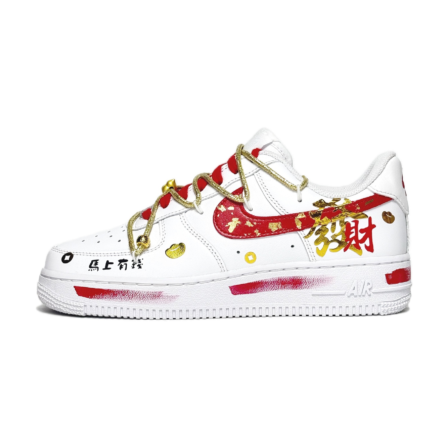 Кроссовки Air Force 1 Instant Wealth низкие скейтерские Unisex красные Nike, белый — фото 3