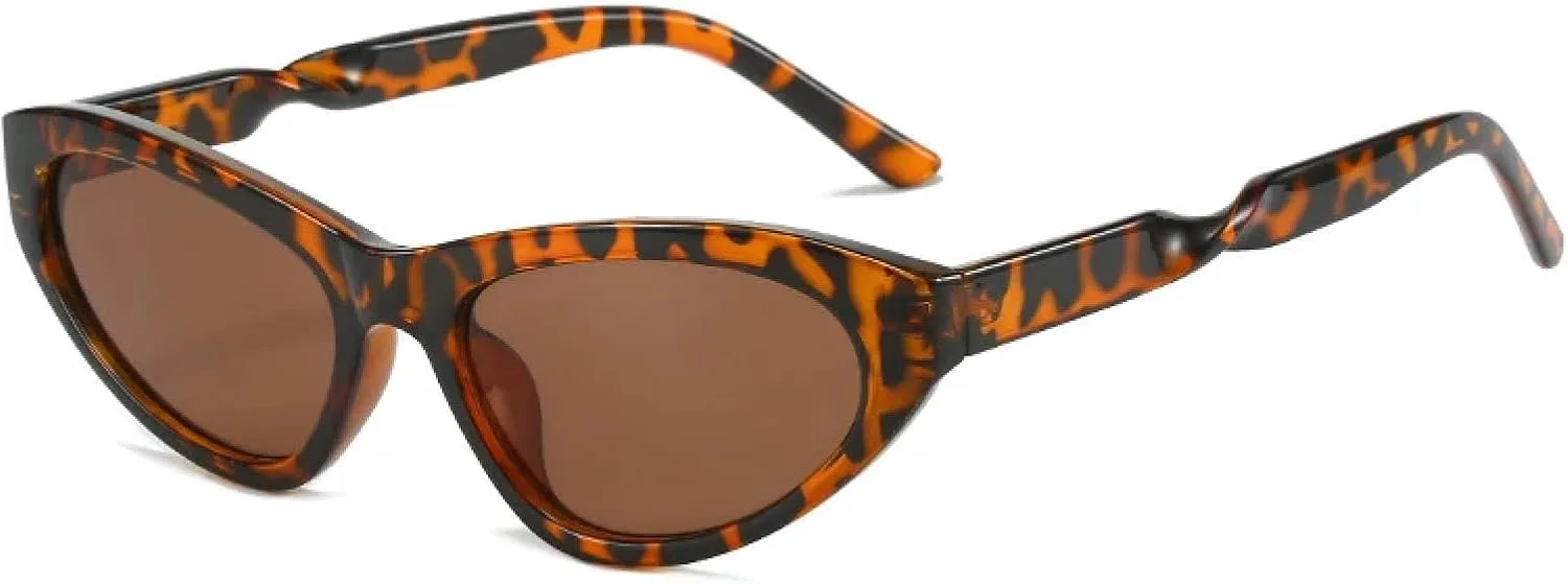 

Женские солнцезащитные очки «кошачий глаз» в стиле панк, модные, роскошные, для активного отдыха и велоспорта, защита от УФ-излучения UV400 TKKTLLT, Leopard Brown