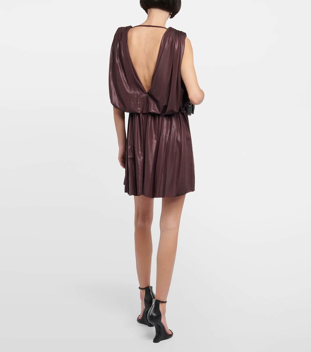 Мини-платье из плиссированного джерси Лилии Rick Owens, Eggplant — фото 3
