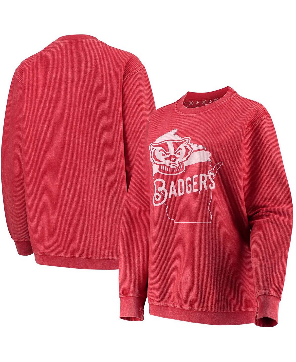 

Женский вельветовый свитшот с круглым вырезом Red Wisconsin Badgers Comfy Corduroy Pressbox, красный