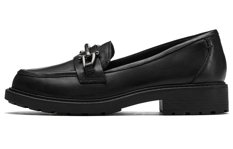 Туфли на платформе женские низкие черные Clarks