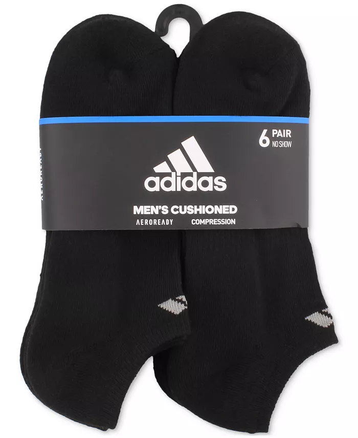 Мужские амортизирующие спортивные носки 6 пар без видимости adidas, белый — фото 2